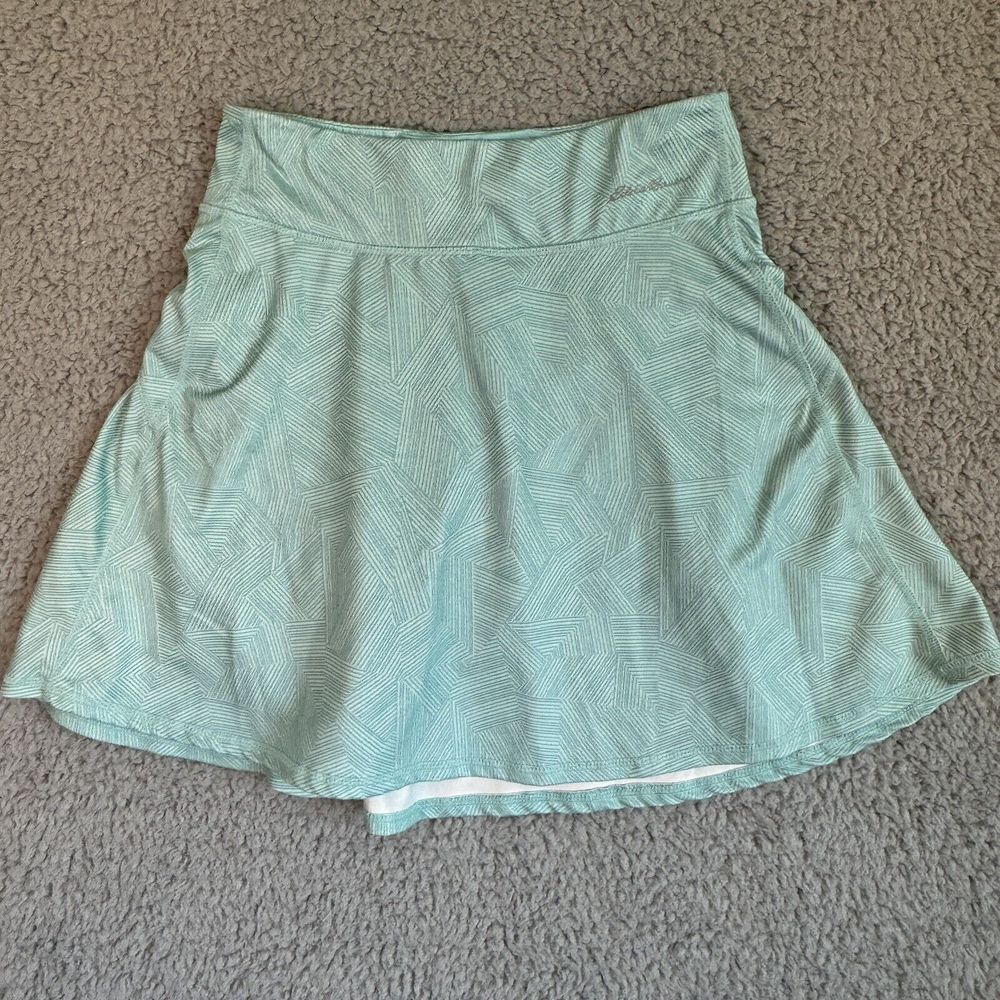 Eddie Bauer Girl's Green White Geometric Skort Tennis Stretch Active Large 14/16